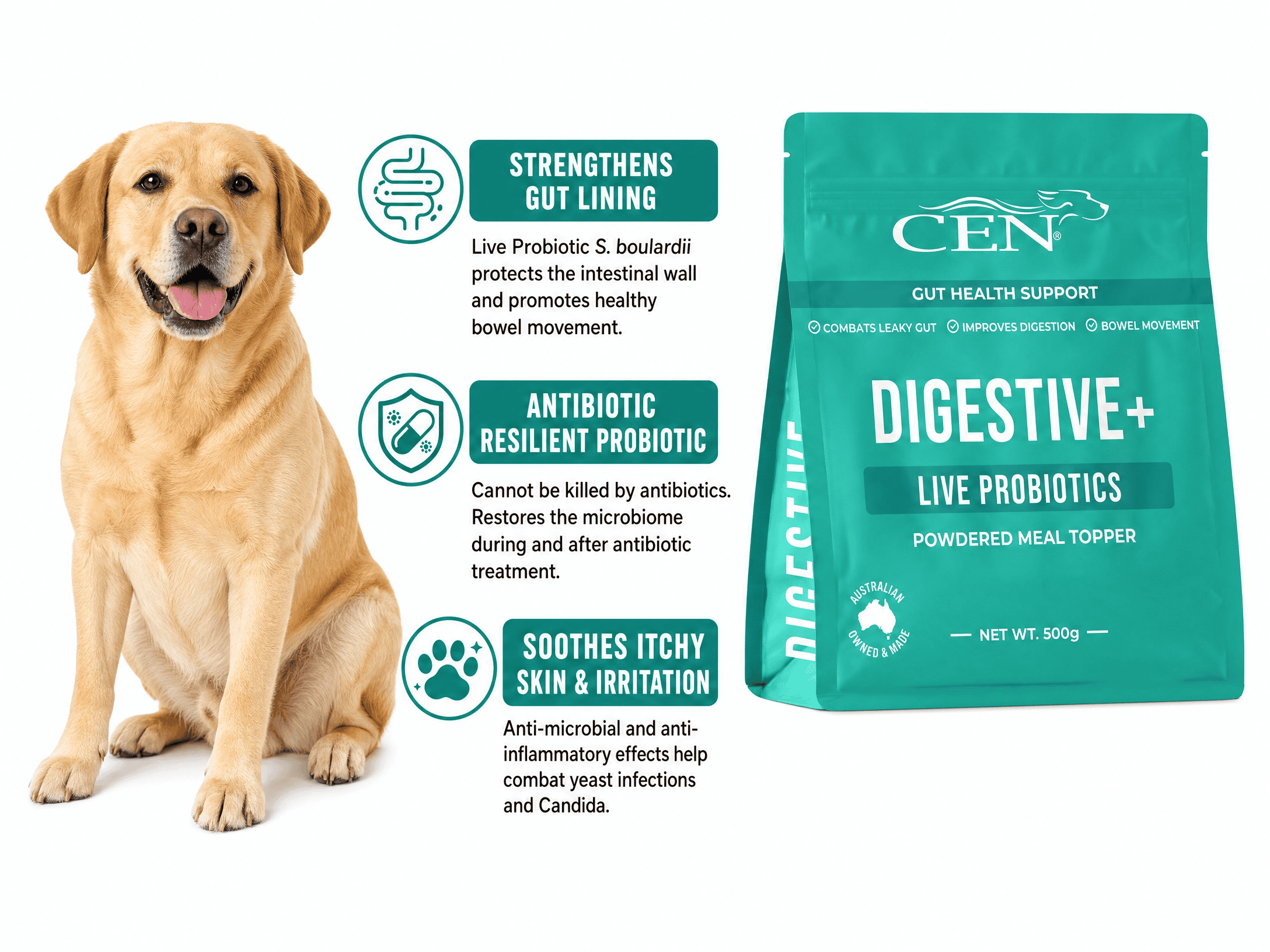 CEN Digestive+ Dog Probiotic Supplement